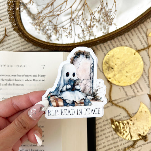 Read In Peace Ghost Holographic Vinyl Diecut Sticker