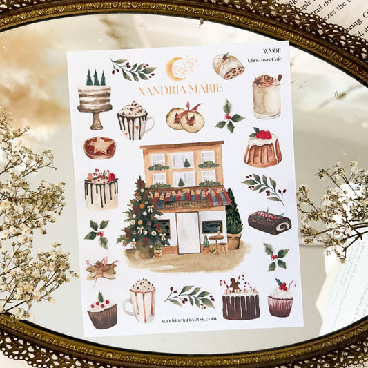 Christmas Cafe Stickers, Christmas Coffee Stickers, Christmas Sticker Sheet