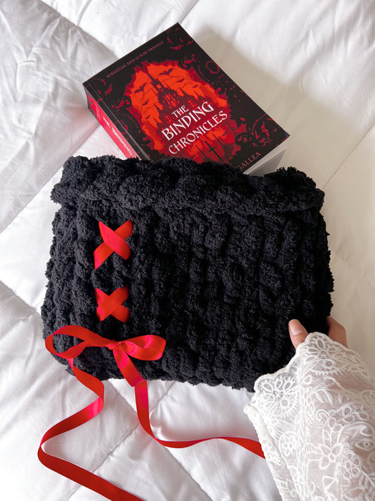 Dark Dreamy Cloud Planner Pouch, Chenille Knit Book Sleeve