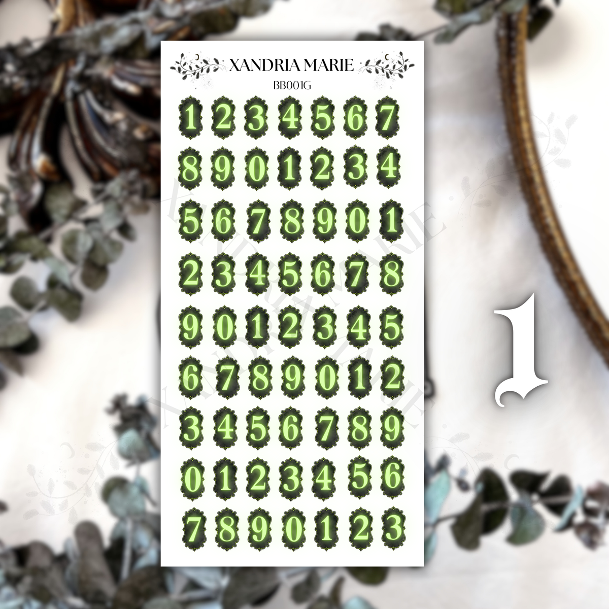 Glowing Numbers Sticker Sheet