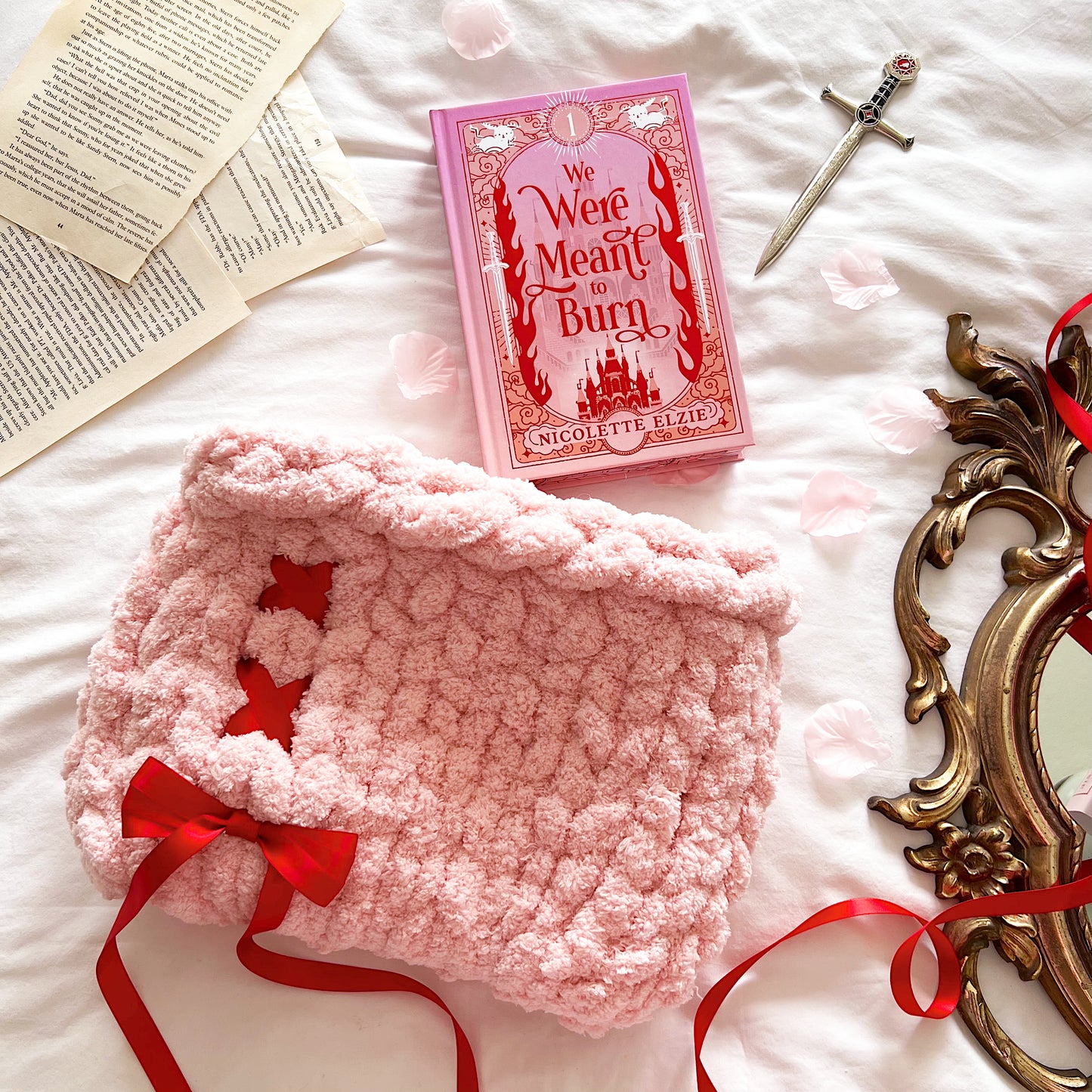 Dark Dreamy Cloud Planner Pouch, Chenille Knit Book Sleeve