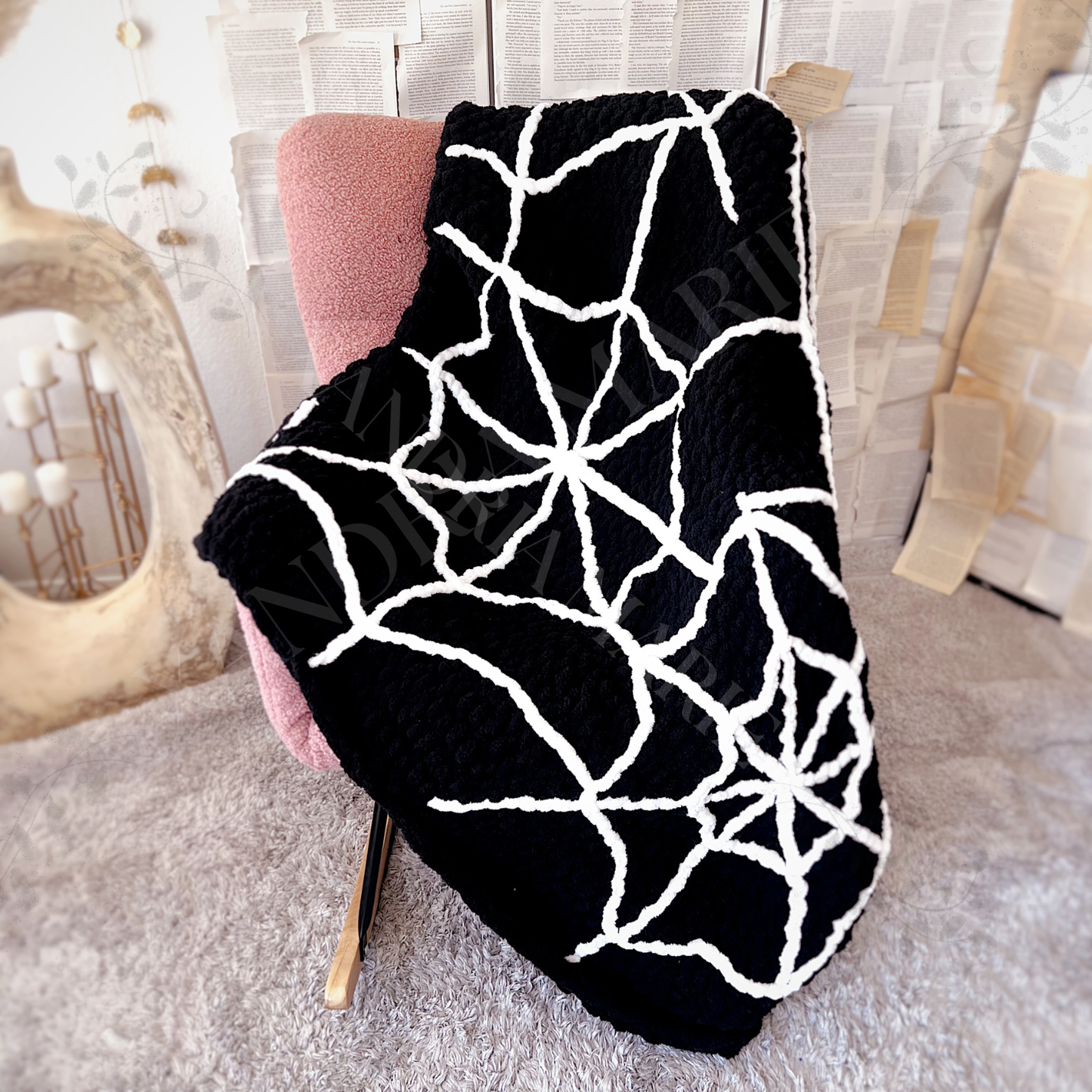 Spider Web Chenille Chunky Knit Blanket