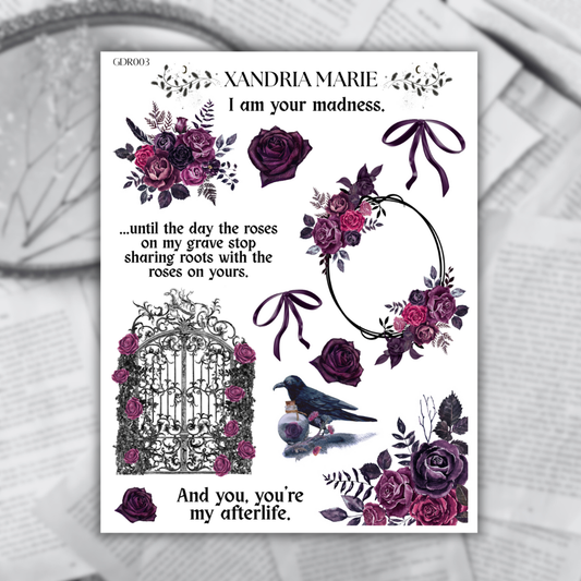Roses and Raven Sticker Sheet