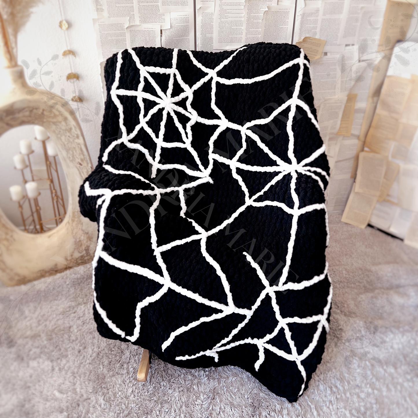 Spider Web Chenille Chunky Knit Blanket