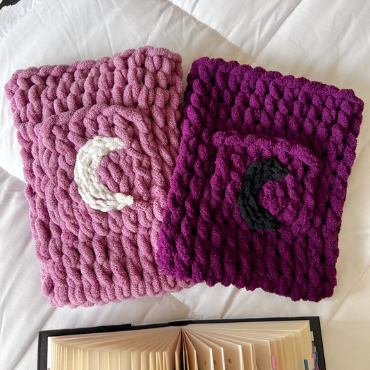 Moon Vertical Chenille Book Sleeve, Planner Pouch