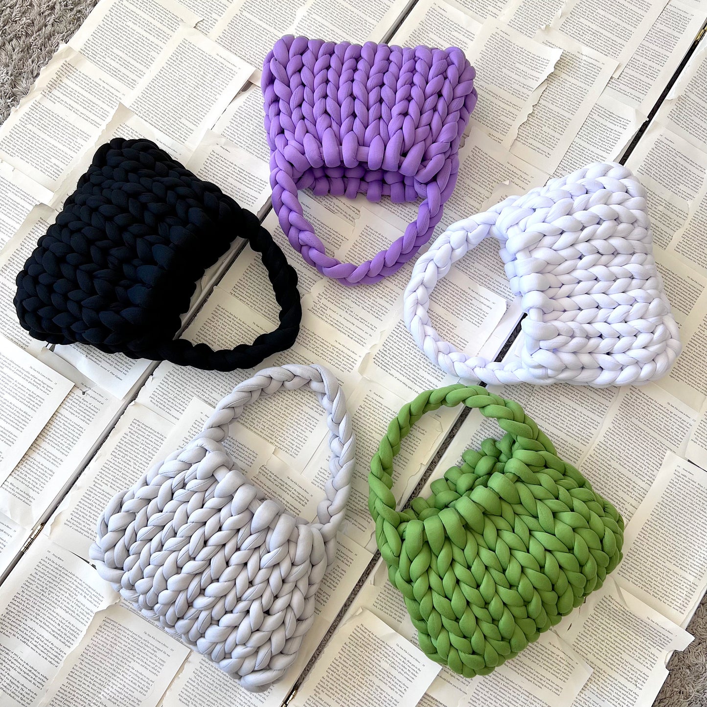 Top Handle Chunky Knit Bag