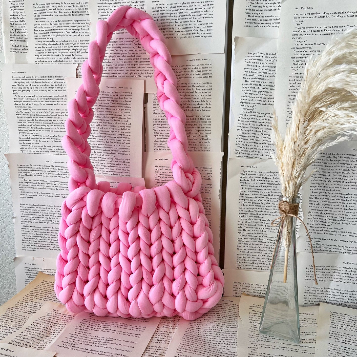 Pink Chunky Knit Handbag