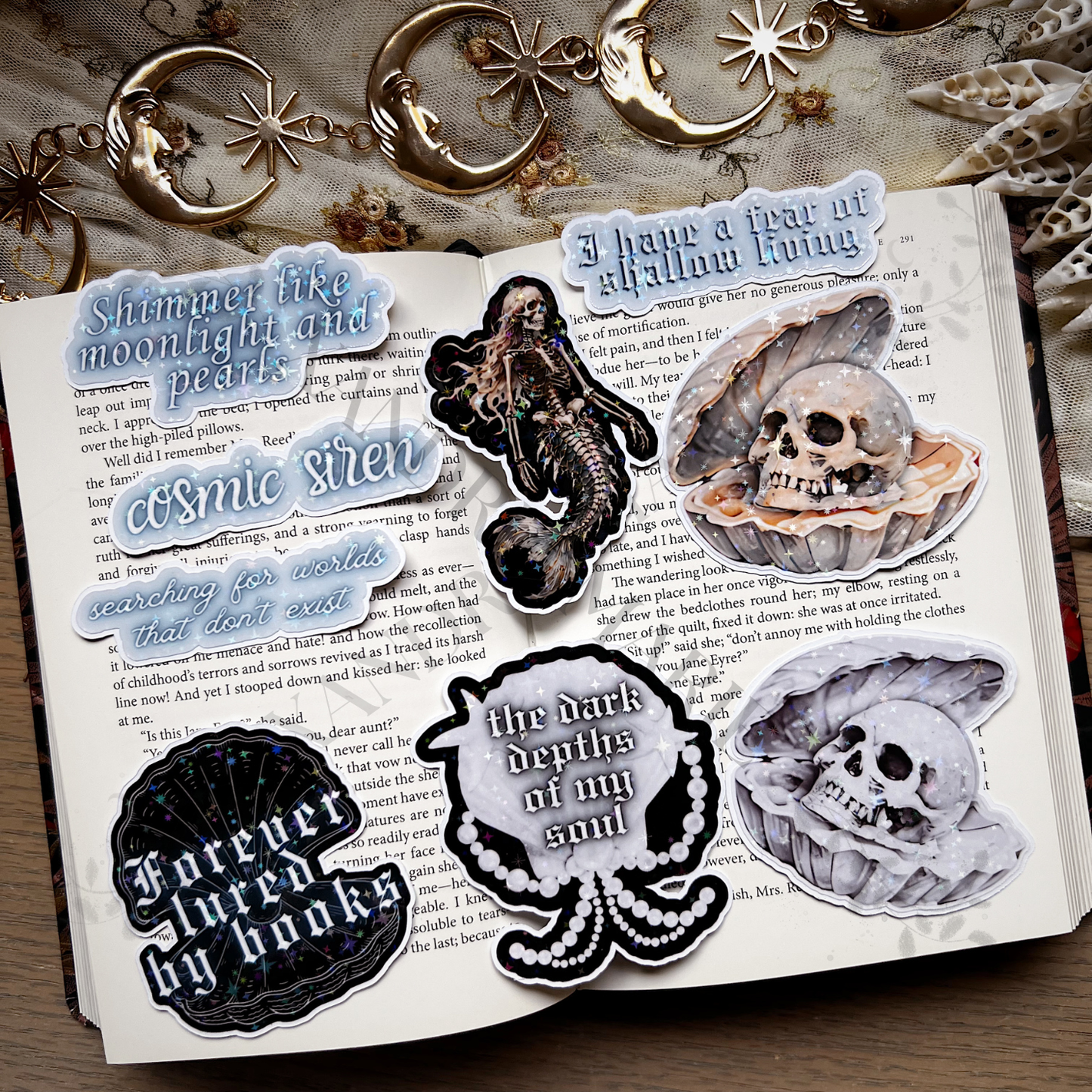 Forever Lured to Books Holographic Diecut Vinyl Sticker