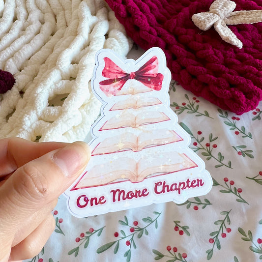 One More Chapter Christmas Tree Holographic Vinyl Diecut Sticker
