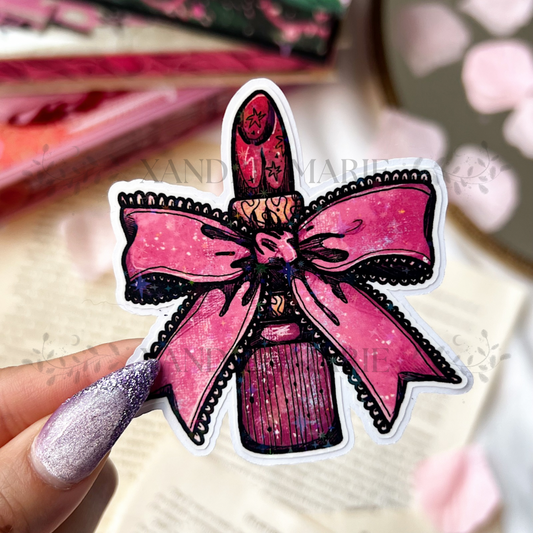 Lipstick Bow Holographic Diecut Vinyl Sticker