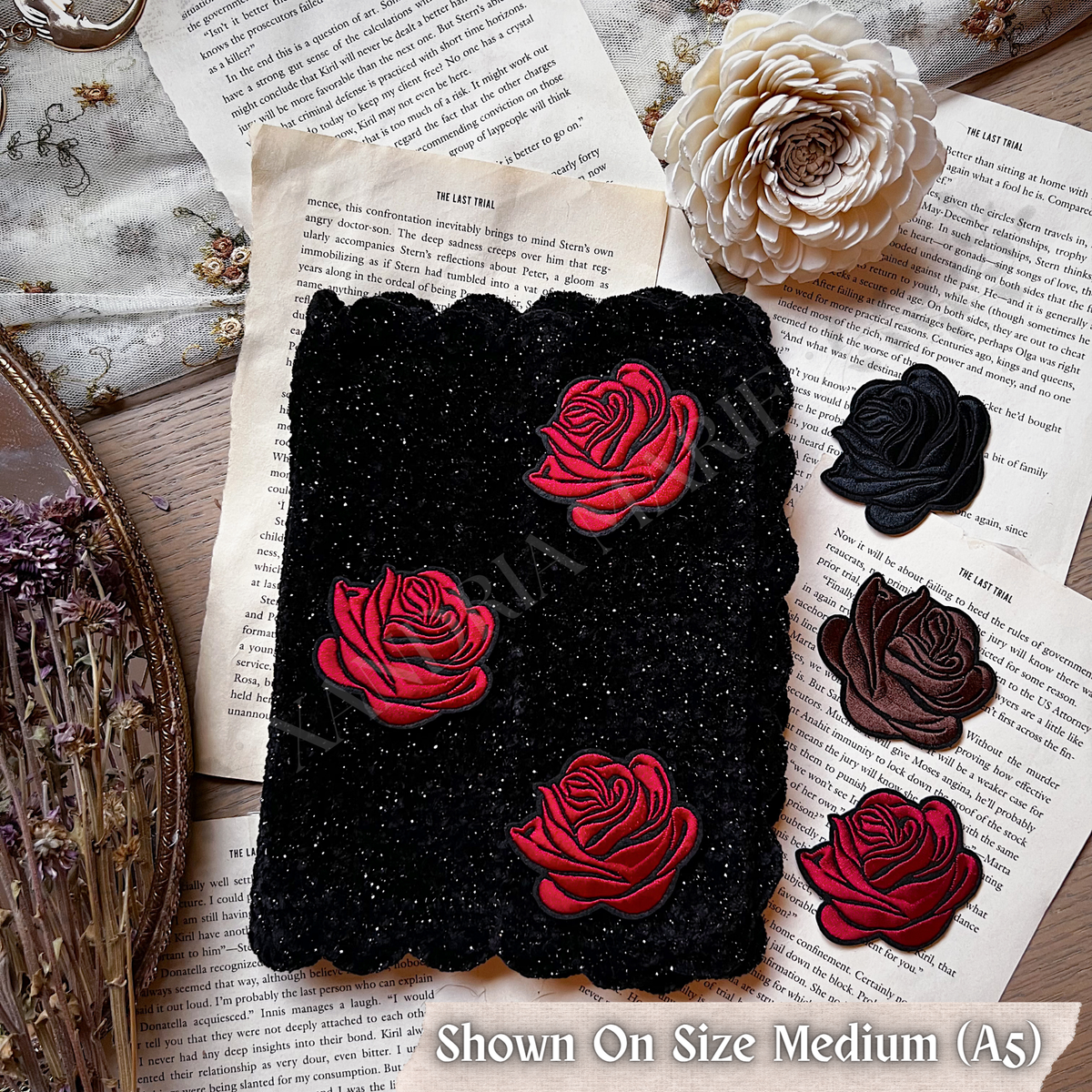 CUSTOMIZE Rose Patches Book Cover. Journal Cover.