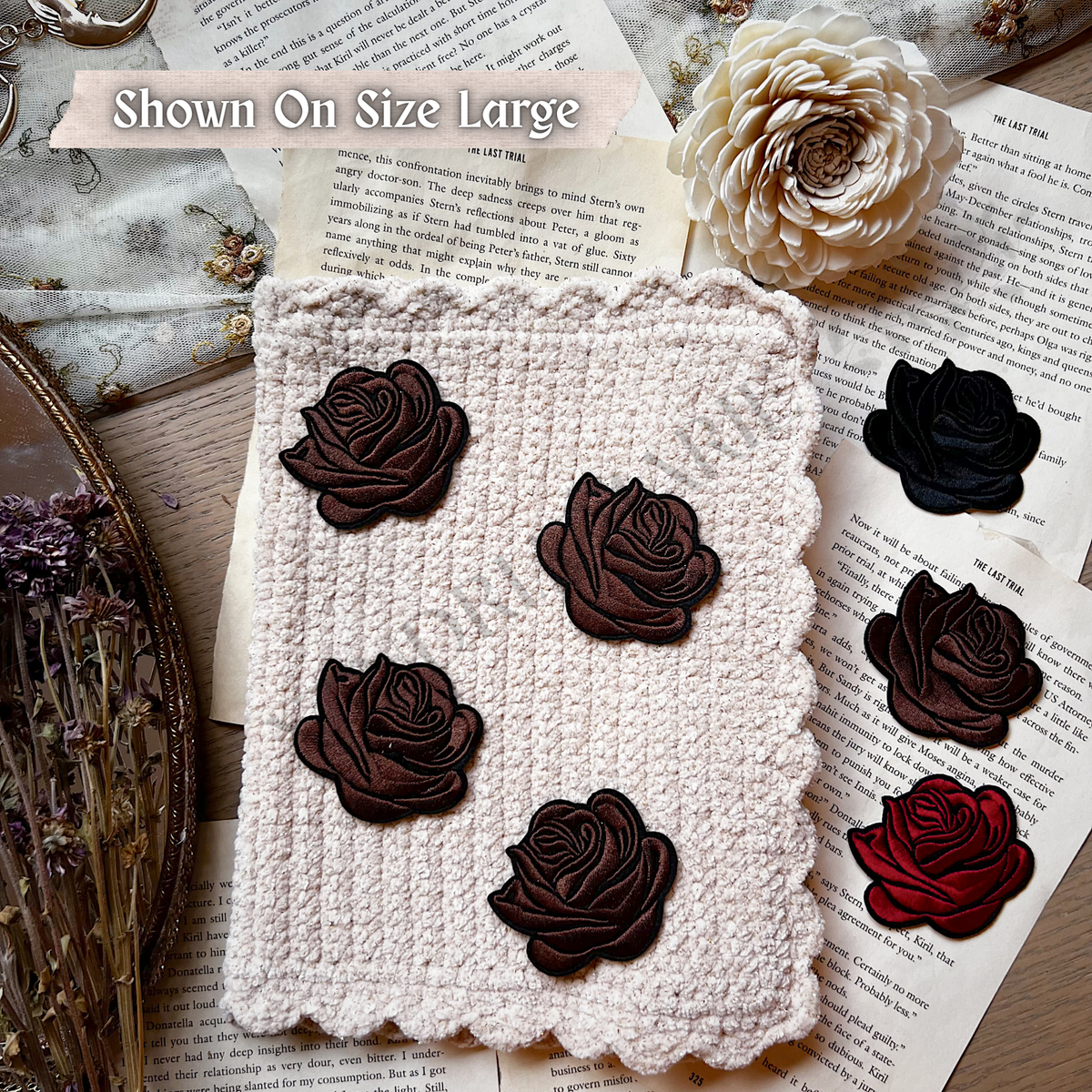 CUSTOMIZE Rose Patches Book Cover. Journal Cover.