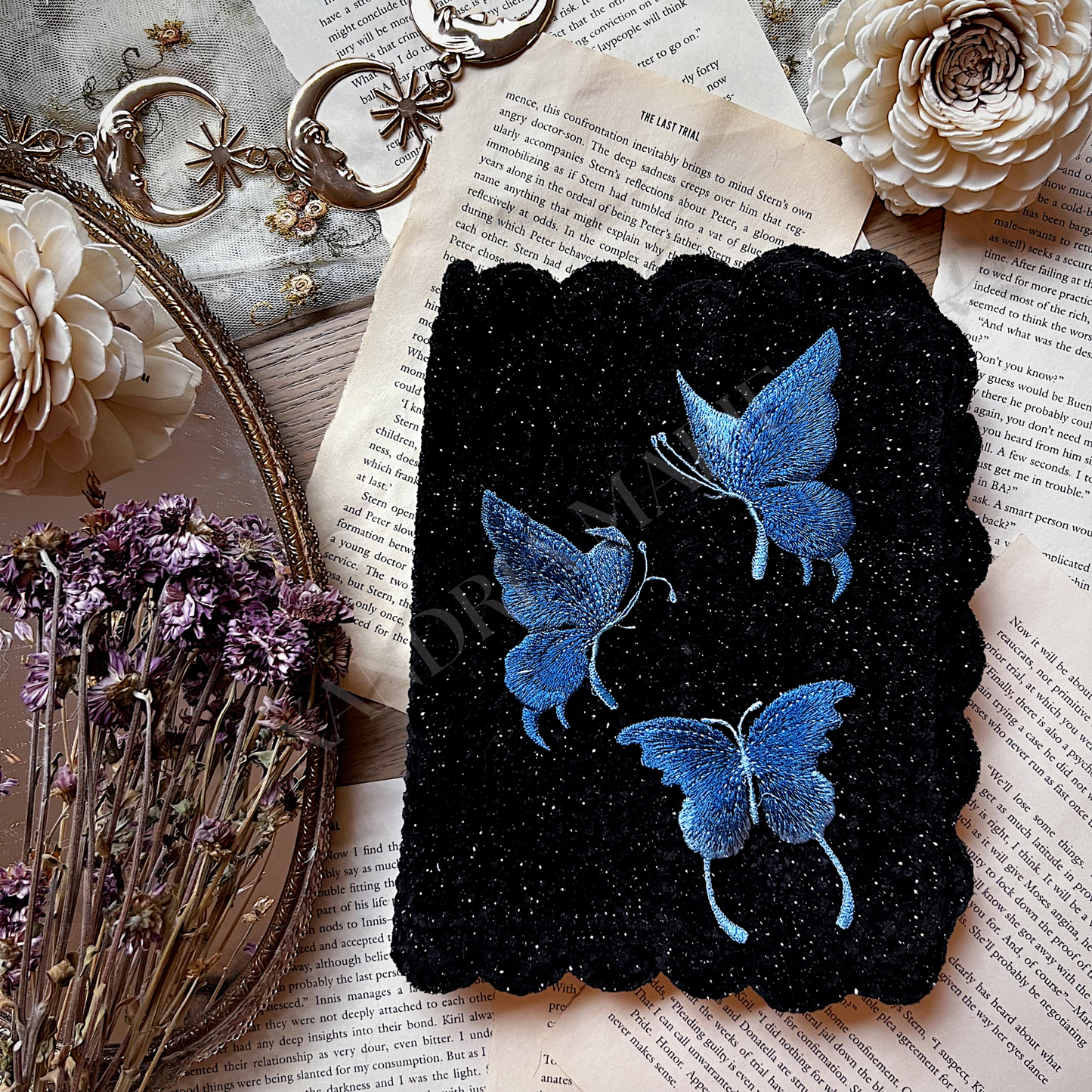 Book Cover- CUSTOMIZE Blue Butterfly Appliques