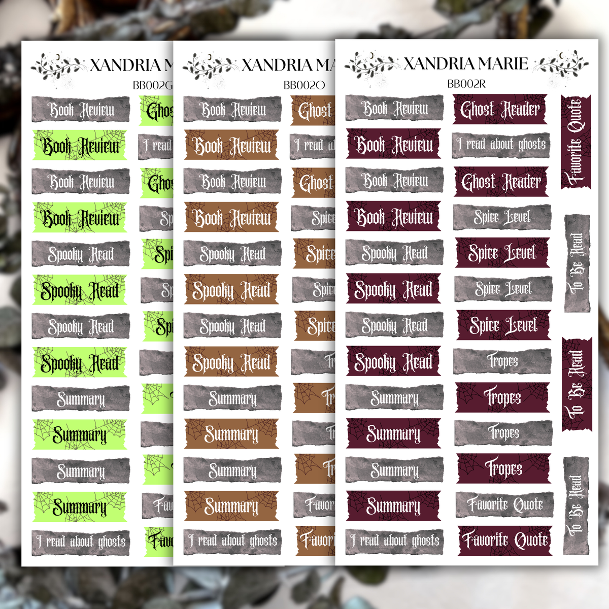 Spooky Reading Journal Sticker Sheets