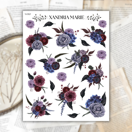 Dark Floral Arrangements Sticker Sheet