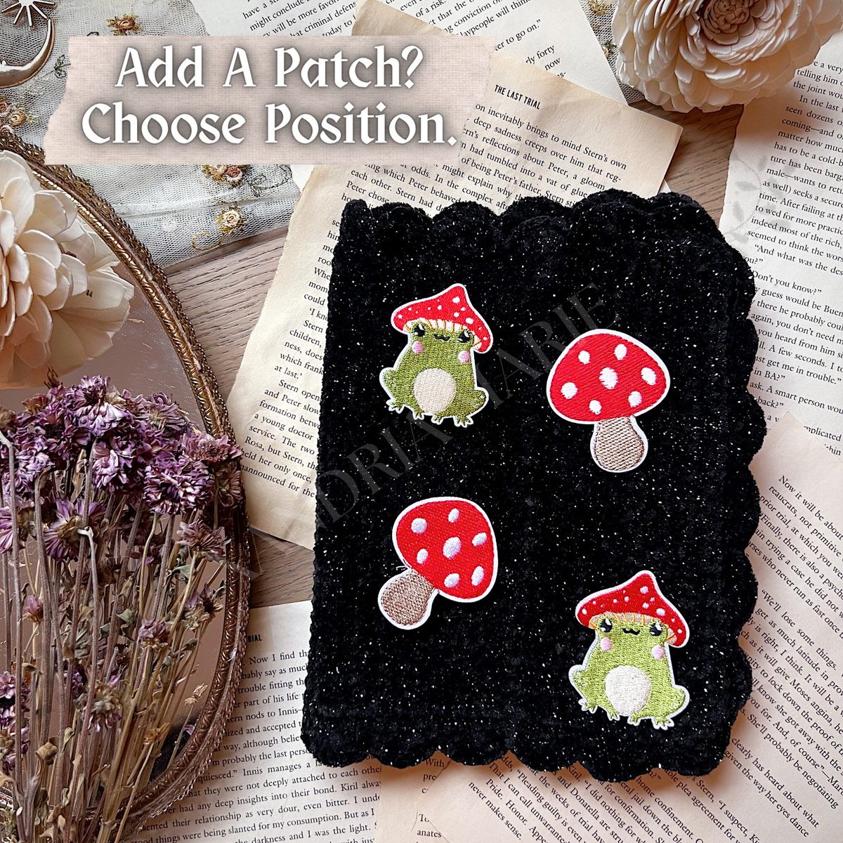 CUSTOMIZE Whimsical Mushroom Patches Book Cover. Journal Cover.