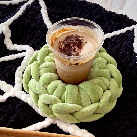 Chunky Knit Cup Pillow, Glass Tumbler Holder, Iced Coffee Cup Cozy, Coffee Lover Gift