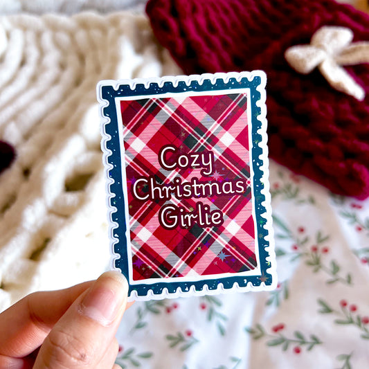 Cozy Christmas Girlie Holographic Vinyl Diecut Sticker