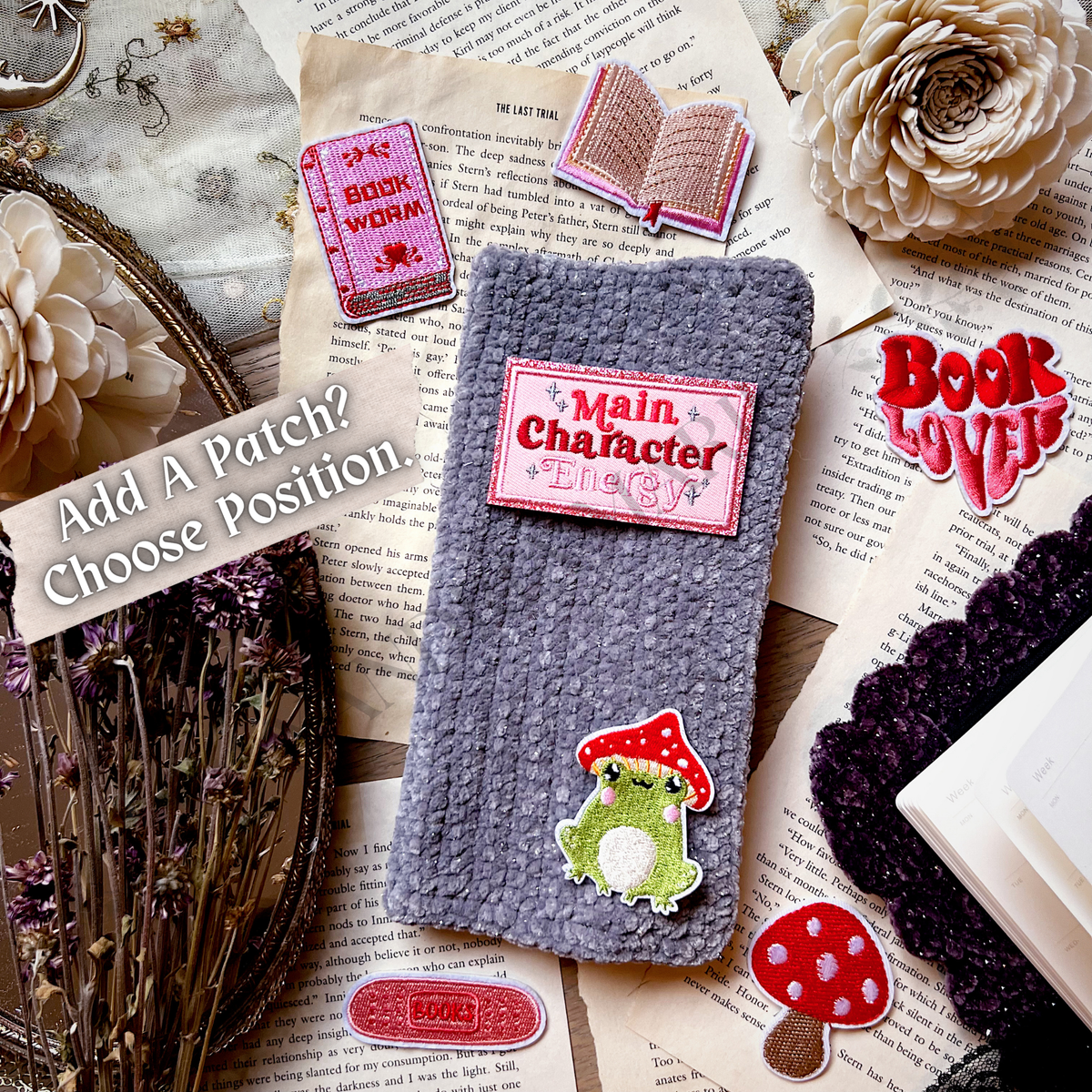 CUSTOMIZE Bookish Patches Book Cover. Journal Cover.