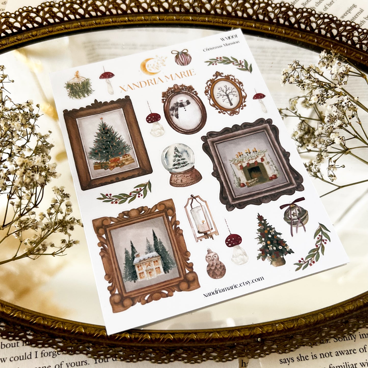 Christmas Mansion Stickers, Christmas Stickers, Christmas Sticker Sheet