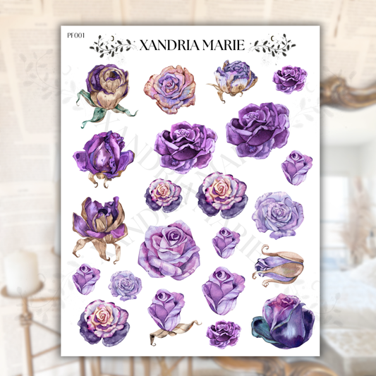 Purple Roses Sticker Sheet