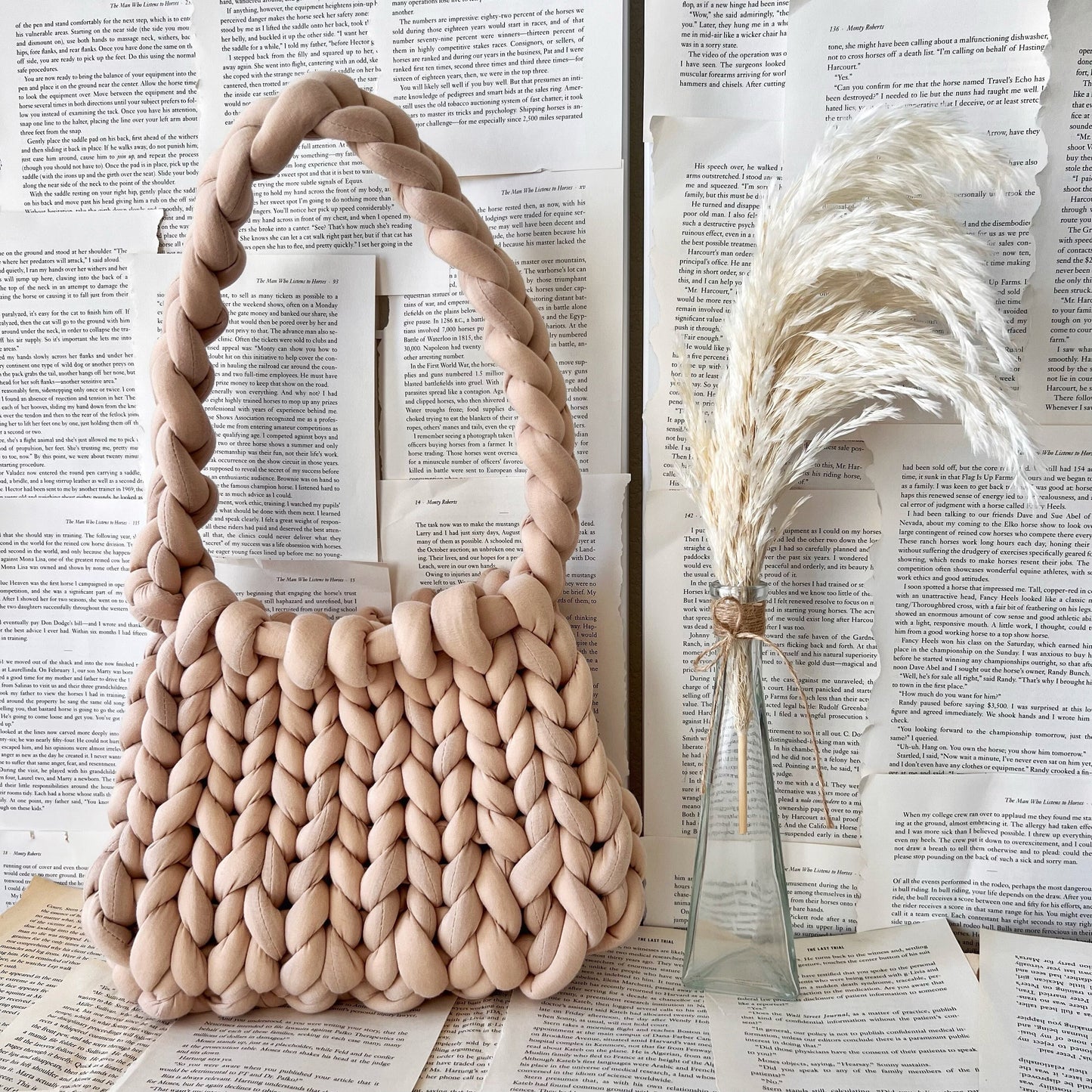 Coffee Brown Chunky Knit Handbag