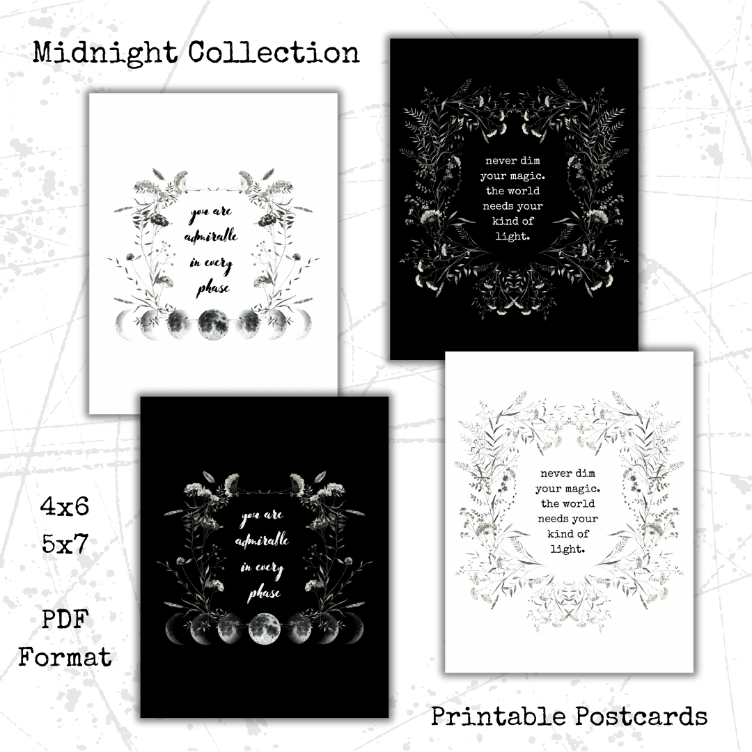 BUNDLE Midnight PRINTABLE Postcards- 10 Cards