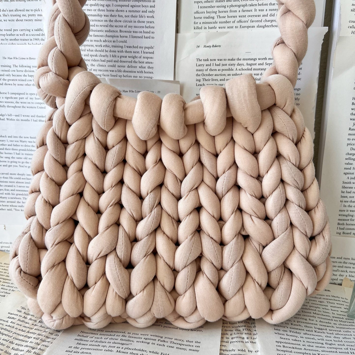 Coffee Brown Chunky Knit Handbag