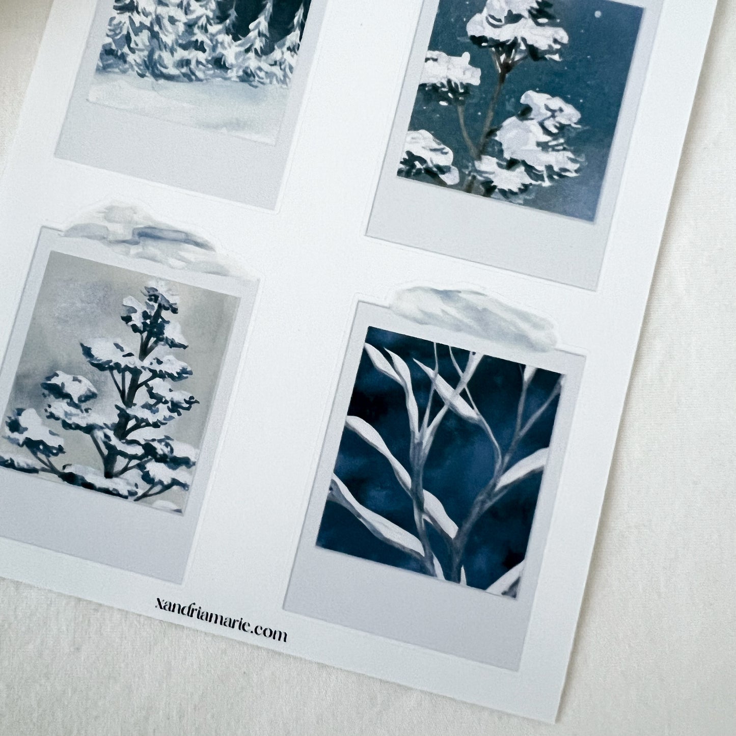 Winter Memories Sticker Sheet, Snowy Polaroid Sticker Sheets