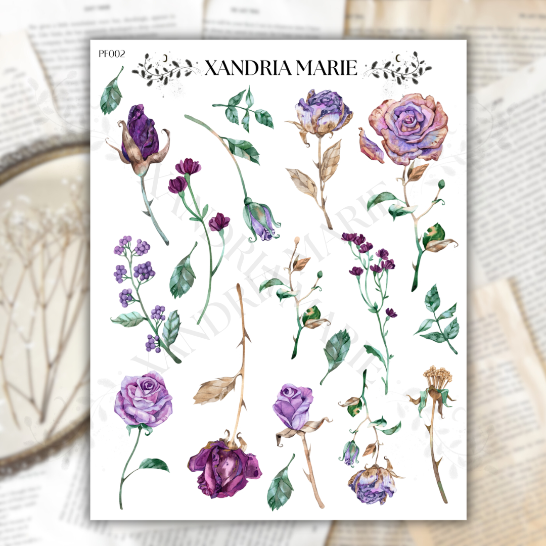 Purple Flower Garden Sticker Sheet