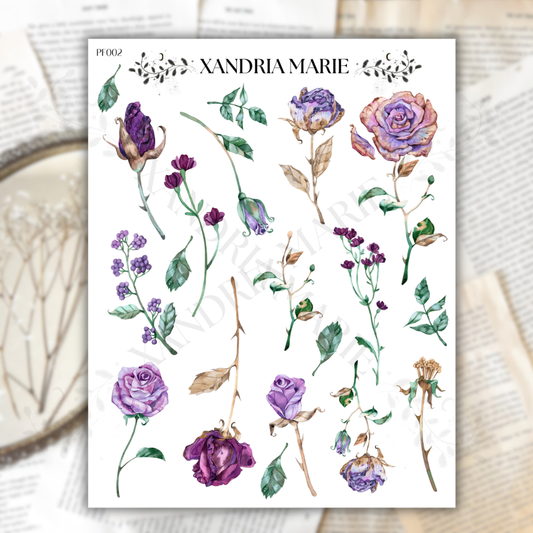 Purple Flower Garden Sticker Sheet