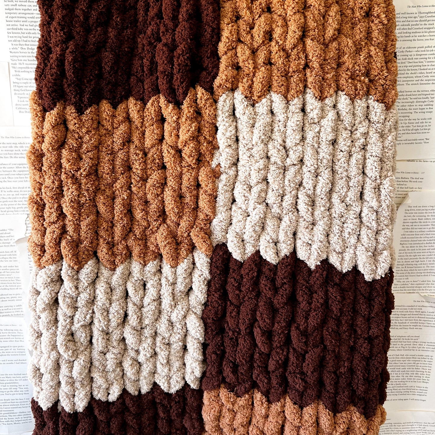 Fall Checkered Chunky Knit Chenille Blanket