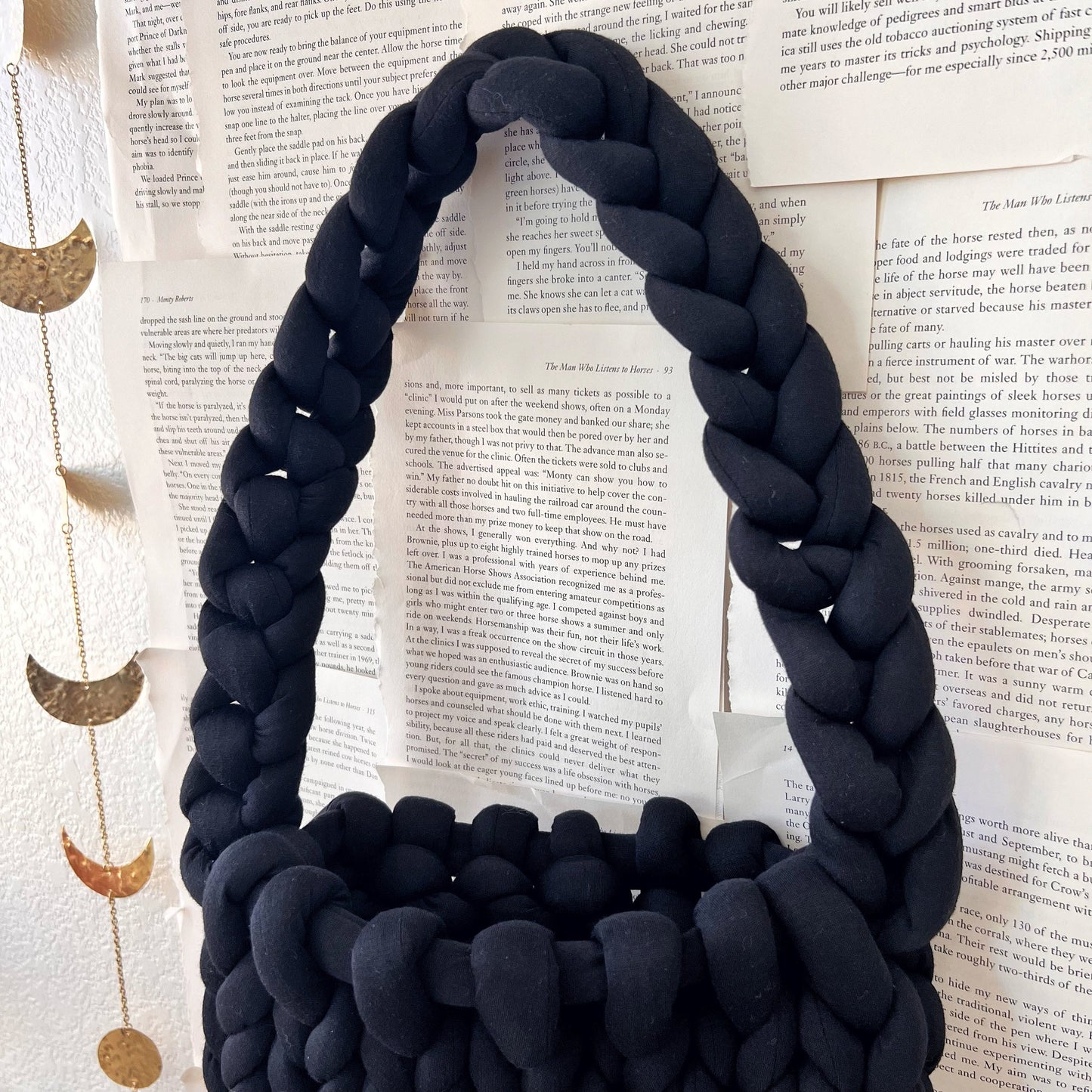 Black Chunky Knit Shoulder Bag