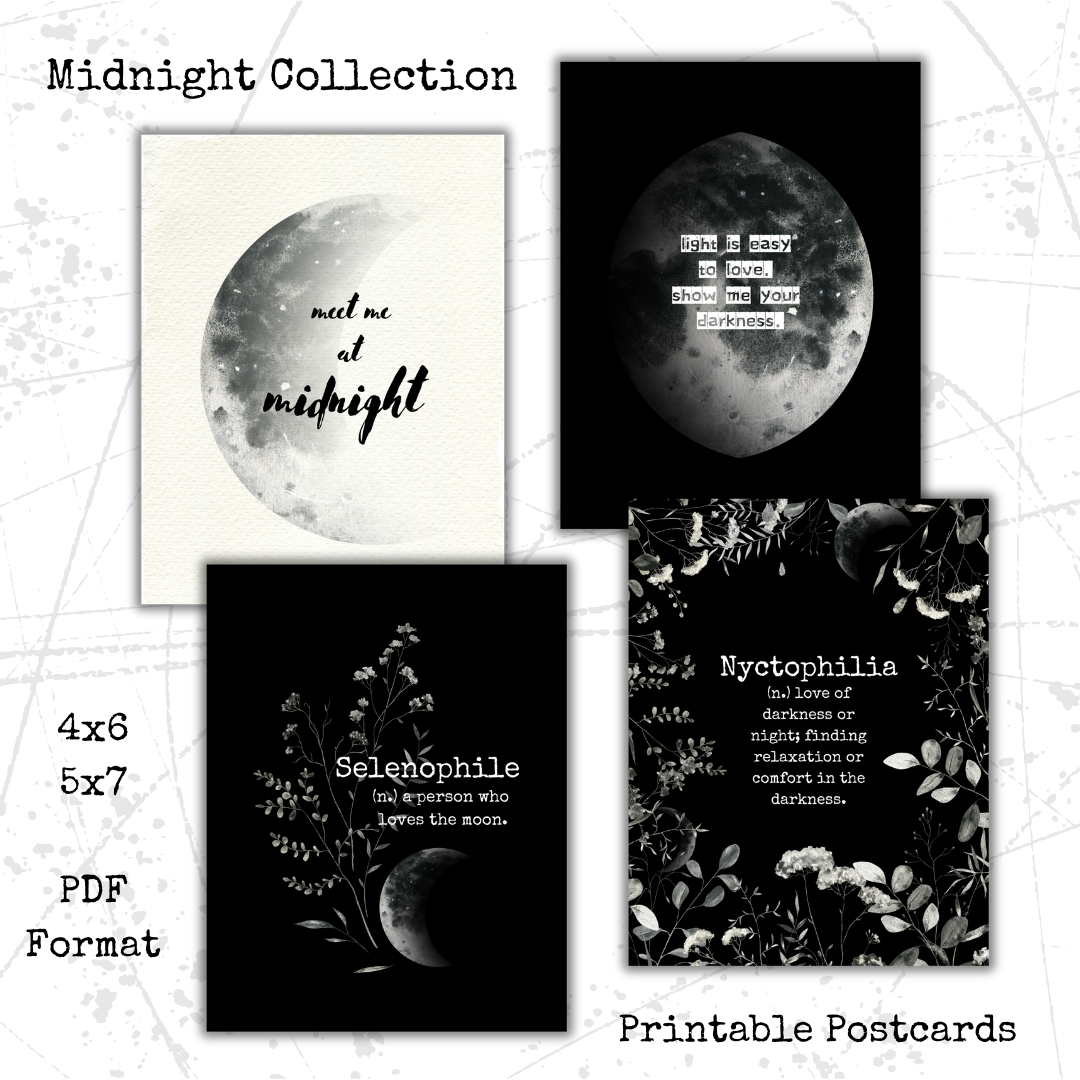 BUNDLE Midnight PRINTABLE Postcards- 10 Cards