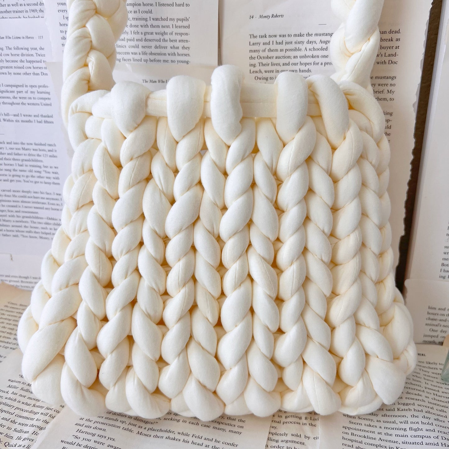 Milky White Chunky Knit Bag