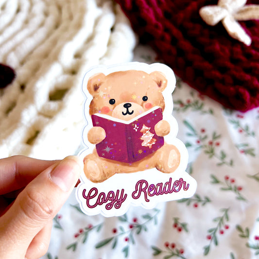 Cozy Reader Holographic Vinyl Diecut Sticker