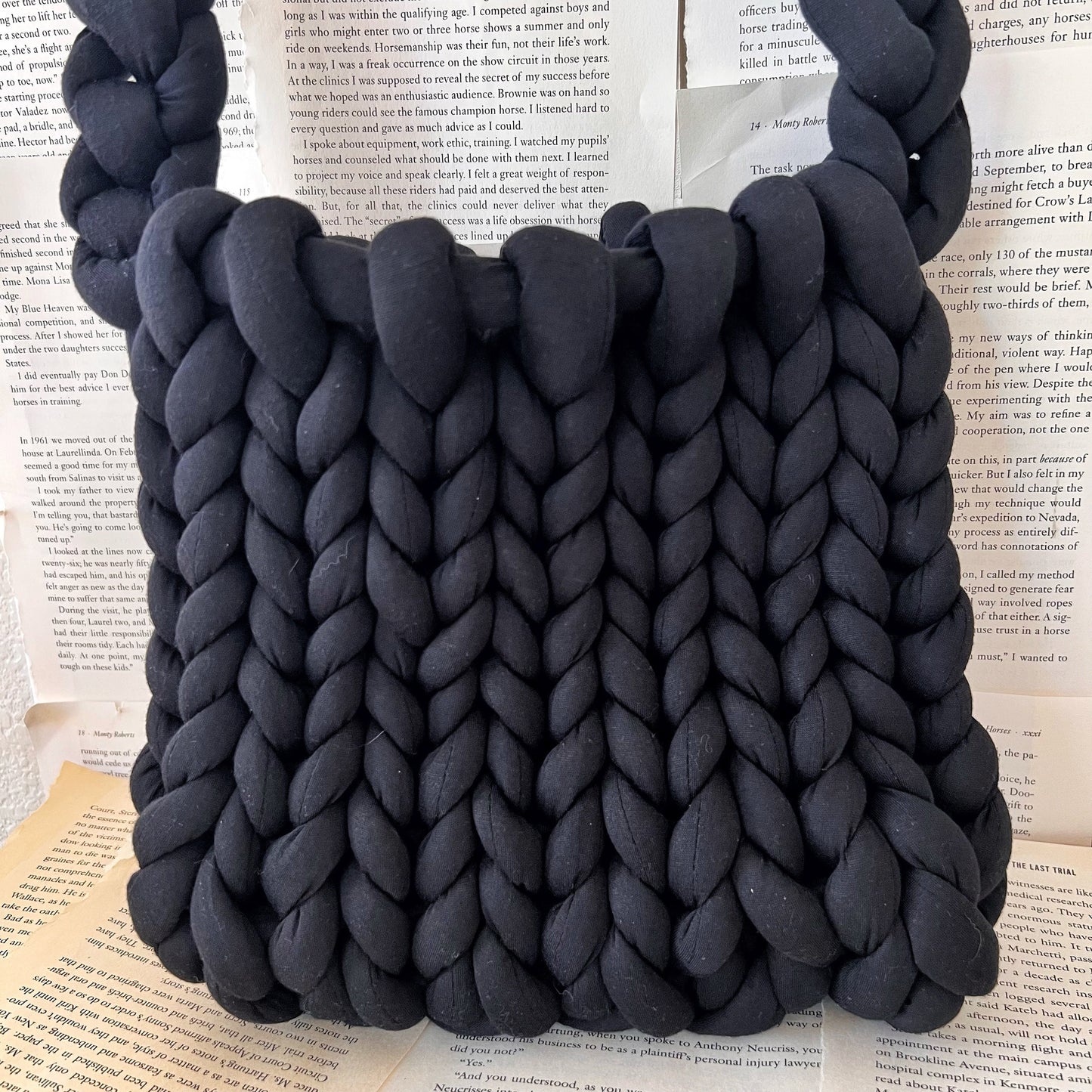 Black Chunky Knit Shoulder Bag