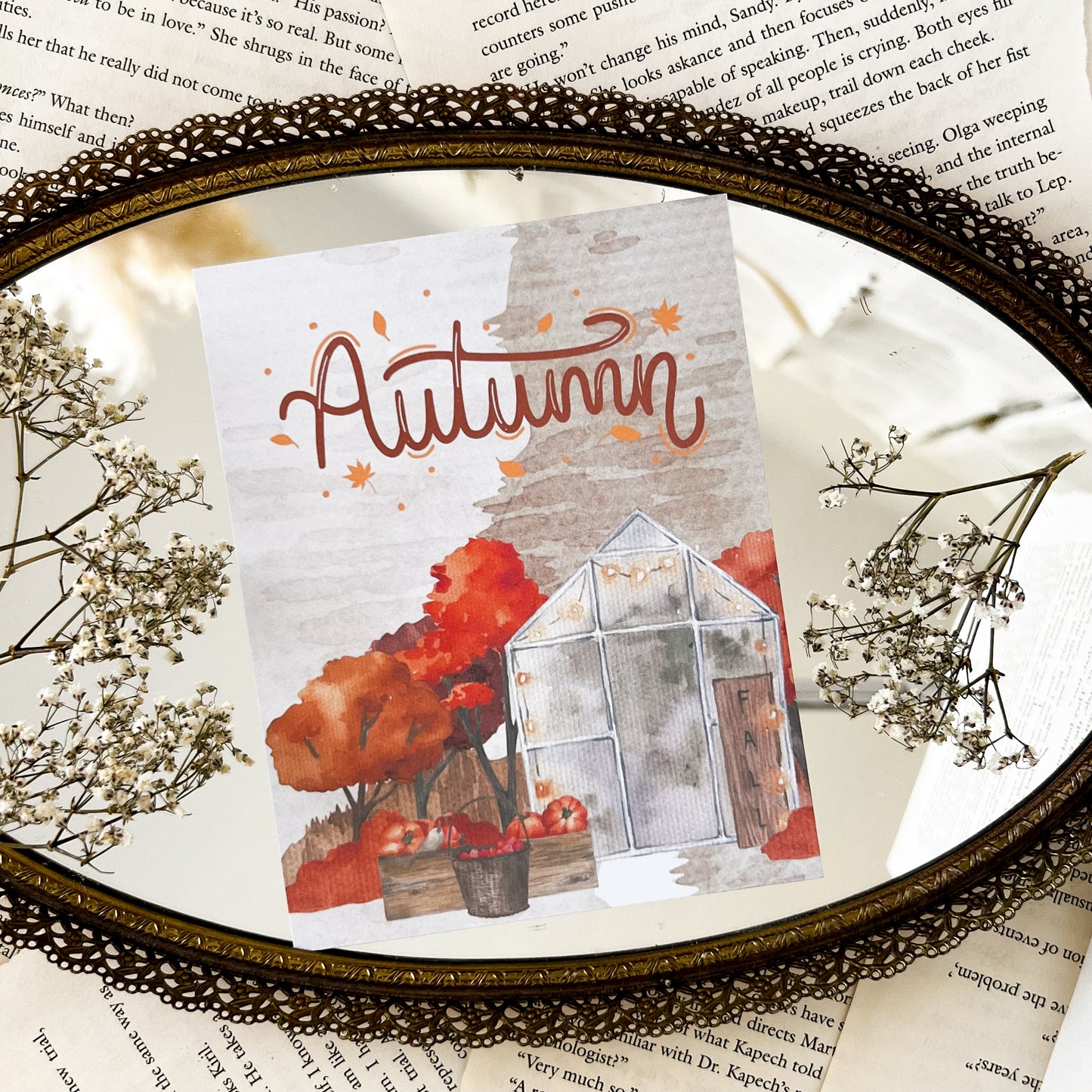 Autumn Print Postcards, Fall Postcards, Ghost Postcard, Journaling Postcard, Fall Aesthetic Notecards, Sweater Weather Postcard