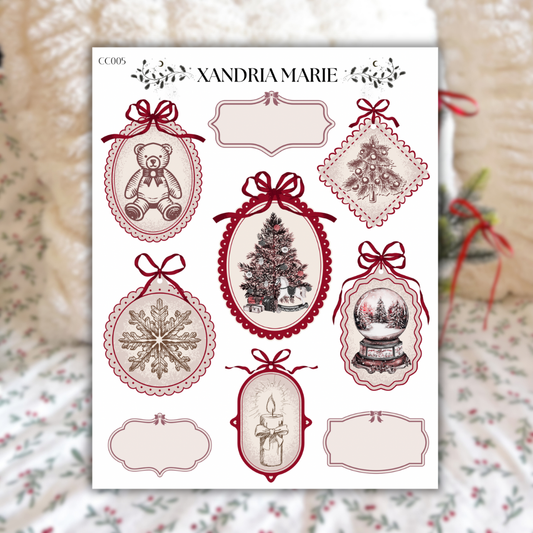 Coquette Christmas Frames Sticker Sheet