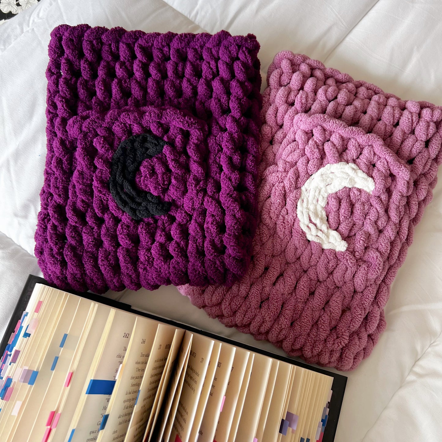 Moon Vertical Chenille Book Sleeve, Planner Pouch