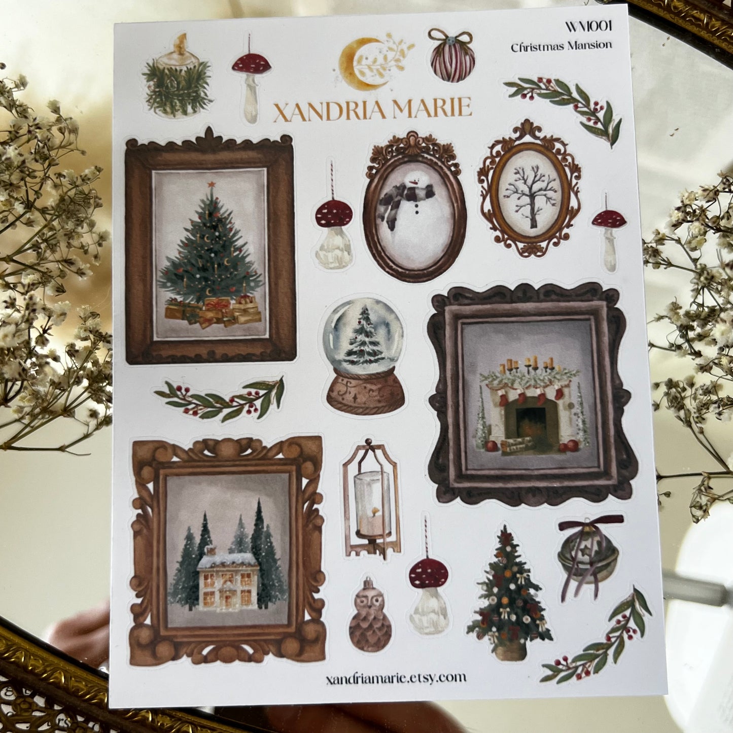 Christmas Mansion Stickers, Christmas Stickers, Christmas Sticker Sheet