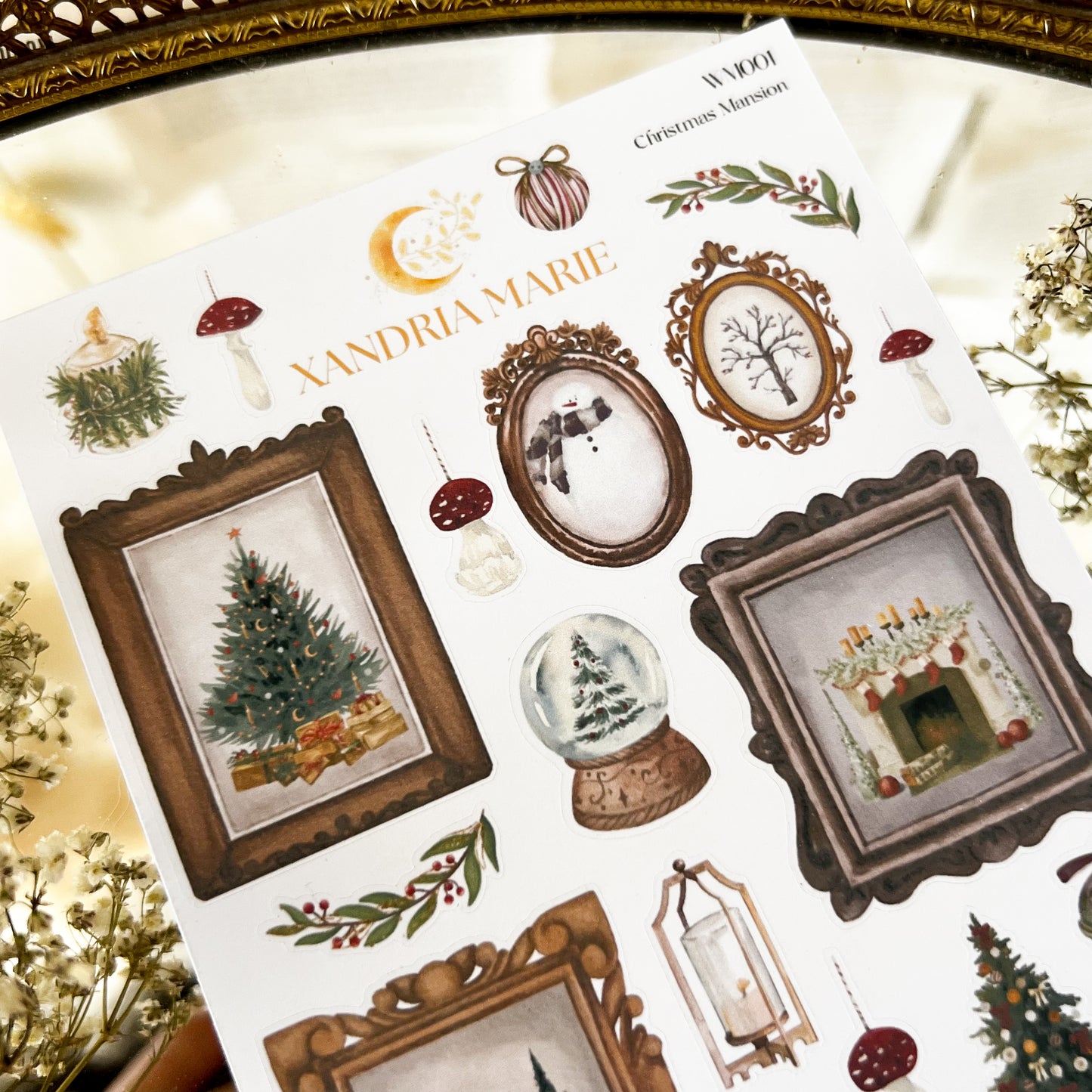 Christmas Mansion Stickers, Christmas Stickers, Christmas Sticker Sheet