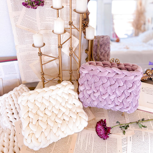 Chunky Knit Velvet Book Sleeve, Chunky Knit Planner Pouch