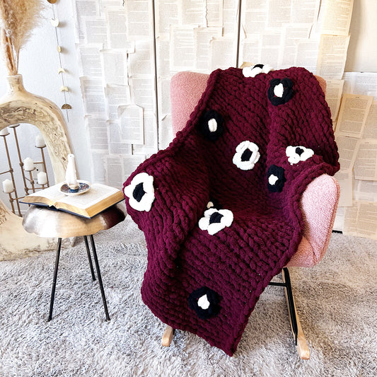 Flower Chenille Chunky Knit Blanket