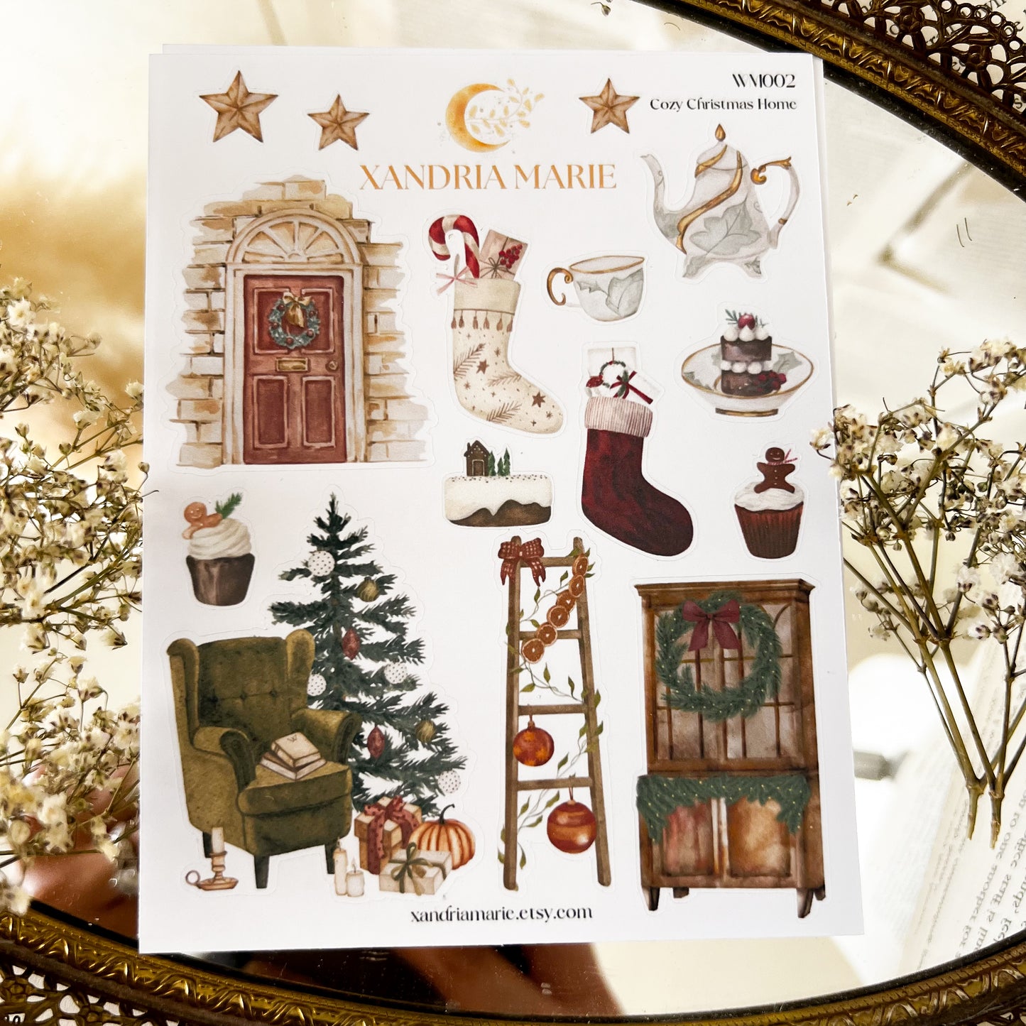 Cozy Christmas Home Stickers, Christmas Stickers, Christmas Sticker Sheet