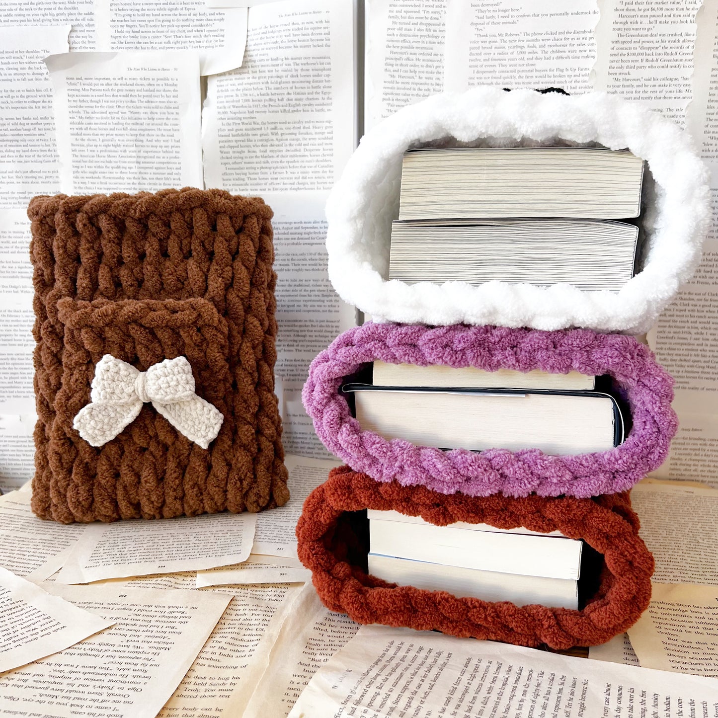 Vertical Chenille Book Sleeve, Planner Pouch