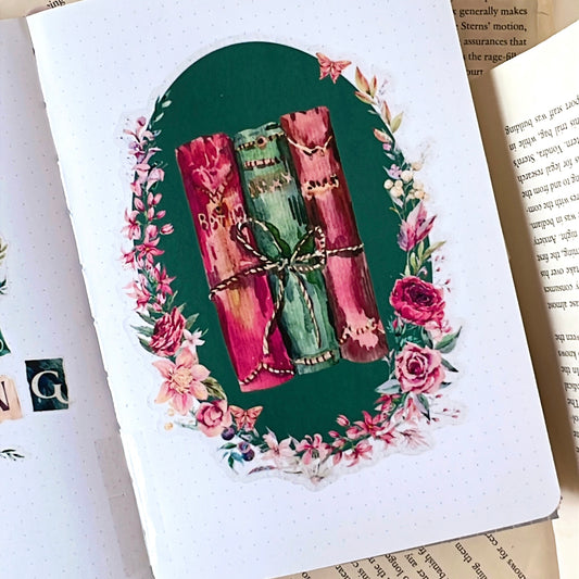 Floral Book Stack Large Overlay Sticker Sheet