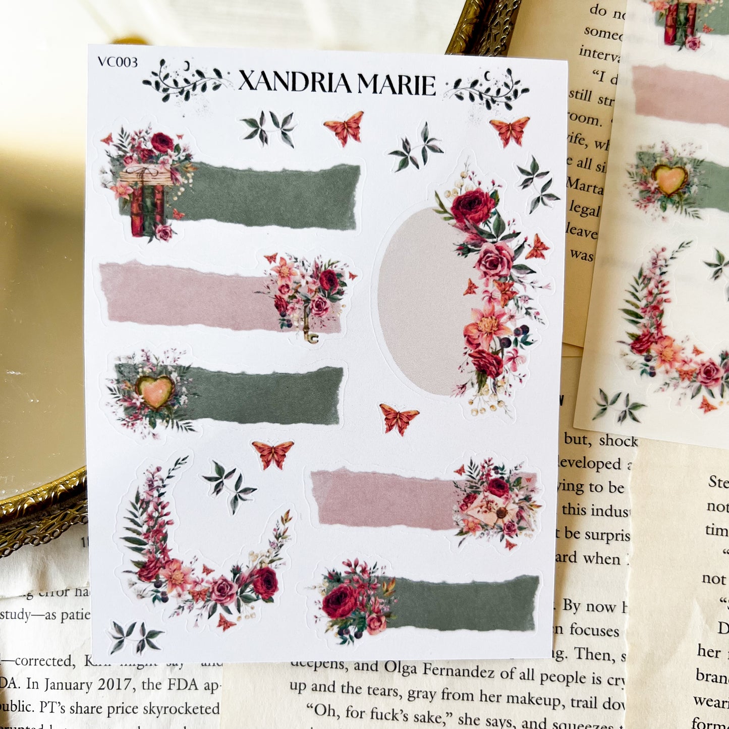 Floral & Butterfly Tabs Sticker Sheet