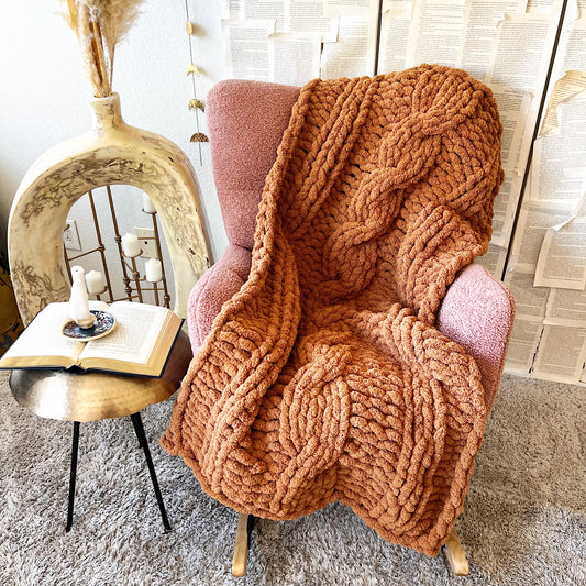 Cable Knit Chenille Chunky Knit Blanket