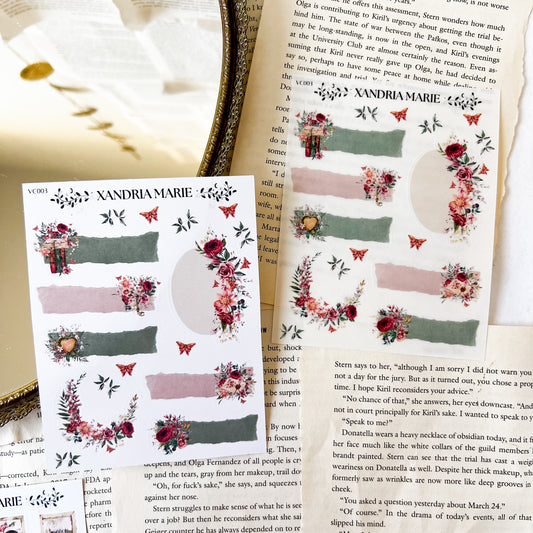 Floral & Butterfly Tabs Sticker Sheet